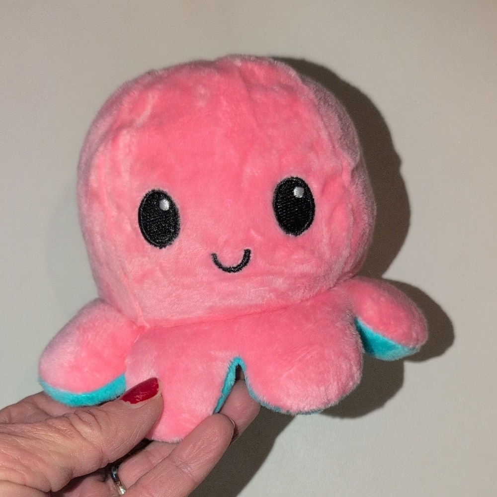 TeeTurtle Reversable Plushie - Pink/ Blue Octopus